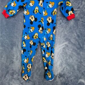 Disney Mickey Mouse and friends Blue Fleece Footed Pajamas Zip